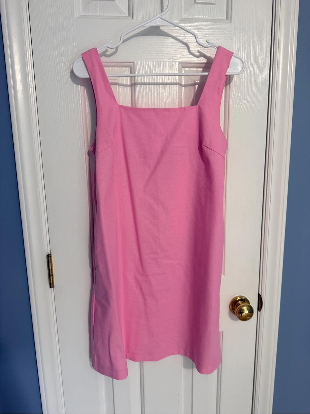 Amazon Pink Sleeveless Square Neck Shift Dress